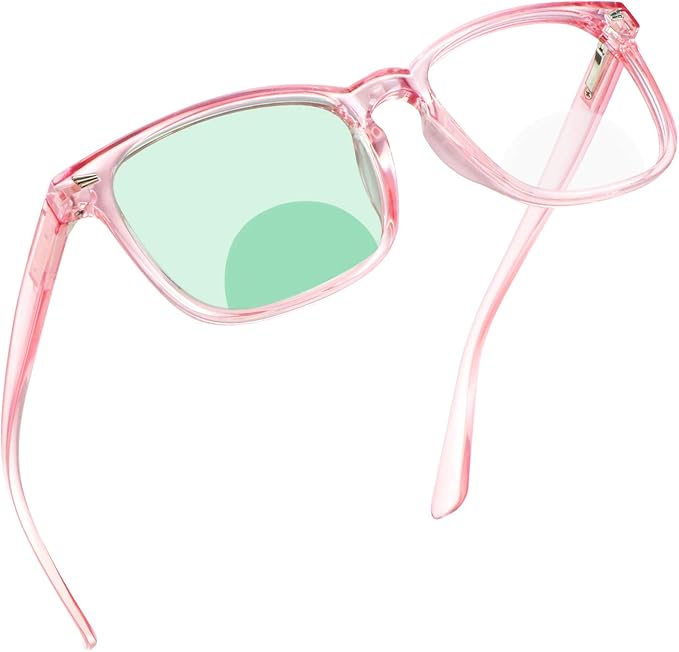 YEIN Bifocal Reading Glasses with Blue Light Blocking Lenses, Bifocal Reader for Women, Vintage Square frame with Spring Hinge (+0.00/+2.00 magnification)