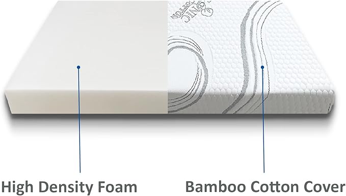 FoamRush 6-Inch Bunk (36" x 72") High Density Foam RV Mattress Replacement with Cotton Cover, Medium Firm, Pressure Relief, Travel Camper Trailer Truck, Made in USA, CertiPUR-US Certified