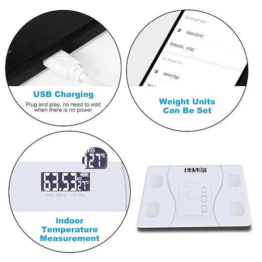 Intelligent Body Fat Scale, a Simple and Practical Digital Scale That can be Connected to a Mobile Digital Bathroom Scale to Display BMI, Body Fat, Muscle Mass, and Durable Weight Scale (White)