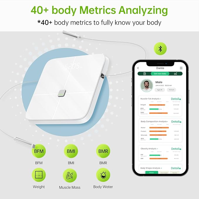 Professional Body Composition Scale - Accurate Scale for Body Weight and Fat Percentage, Smart Scale Apple Compatible, Bathroom Scale, with Scale Cover & Doormat