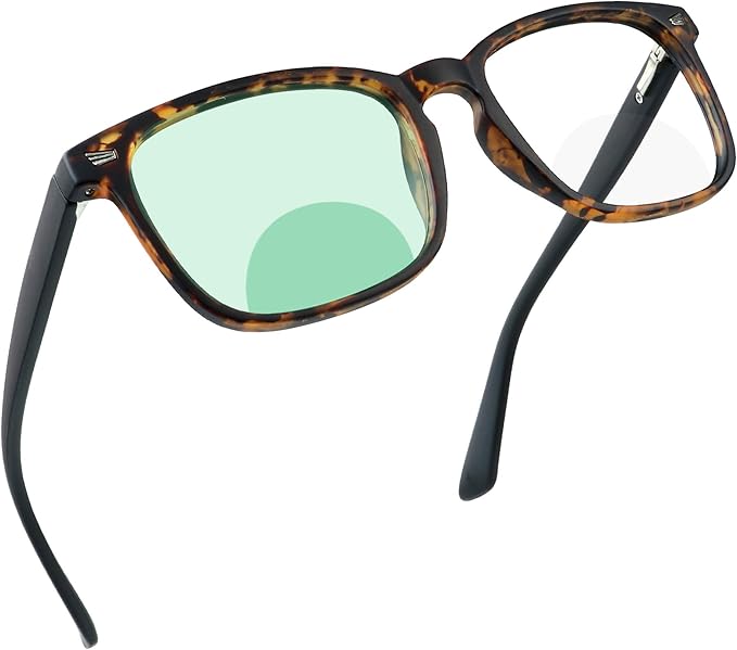 YEIN Bifocal Reading Glasses with Blue Light Blocking Lenses, Bifocal Reader for Women and Men, Vintage Square frame with Spring Hinge (+0.50/+2.25 magnification)