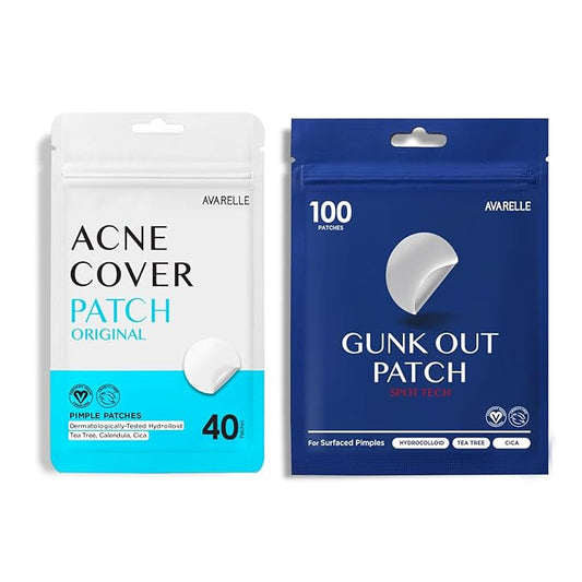 AVARELLE Triple Patch Kits Hydrocolloid Acne Patches, Acne Spot Treatment for Blemishes and Zit with Tea Tree Oil, Calendula Oil and Cica Oil for Face, Vegan, Cruelty Free(40 CT + Support)