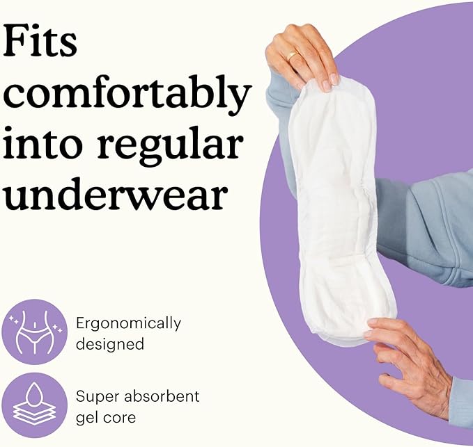 Because Incontinence Pads for Women - Extra Heavy Absorbency, Overnight Postpartum Incontinence Liners, 12hr Nighttime Leak-Free Protection, 20 Count