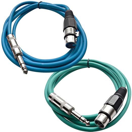 Seismic Audio - SATRXL-F6-2 Pack of 6 Foot 1/4 Inch TRS to XLR Female Patch