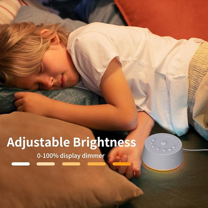 Sleep White Noise Sound Machines 32-Level Volume 30 Sounds 12 Colors Light 5 Timers Adjustable Light Brightness Compact for Everyone Travel Gift Memory Function