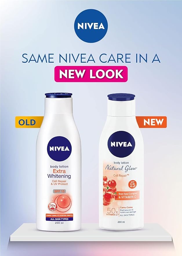 Nivea Body Lotion Natural Glow | Cell Repair Even Tone Complex & Vitamin C SPF 15 | 400ml (13.52 Fl OZ)
