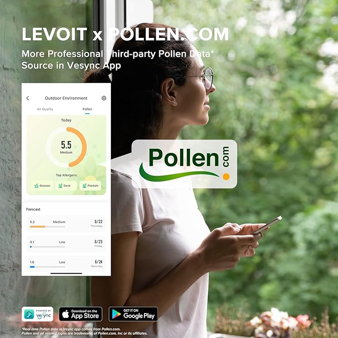 LEVOIT Air Purifiers for Home Large Room Up to 2933 Sq. Ft with Smart WiFi, PM2.5 Monitor, HEPA Sleep Mode, 3-in-1 Filter for Smoke, Pet Allergies, Dust and Odor, Alexa Control, Core 600S-P, White