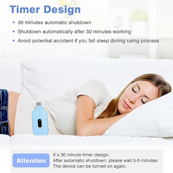 Heating Pads, Period Cramp Massager Portable Cordless Heating Pad with 6 Heat Levels and 6 Massage Modes for Back Pain Relief Menstrual Heating Pad (Blue)