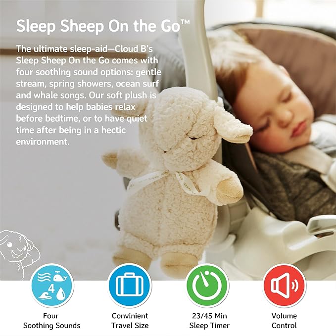 Cloud b Sound Machine with White Noise Soothing Sounds | Adjustable Settings & Auto-Shutoff | Ideal for Travel | Sleep Sheep On The Go