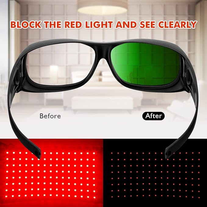 Viconor Laser Safety Glasses, Eye Protection for Red Light Therapy 200-1000nm Wavelength, Tanning Goggles Effective Filtering IPL, UV, LED Rays for Tanning Bed Laser Hair Remova