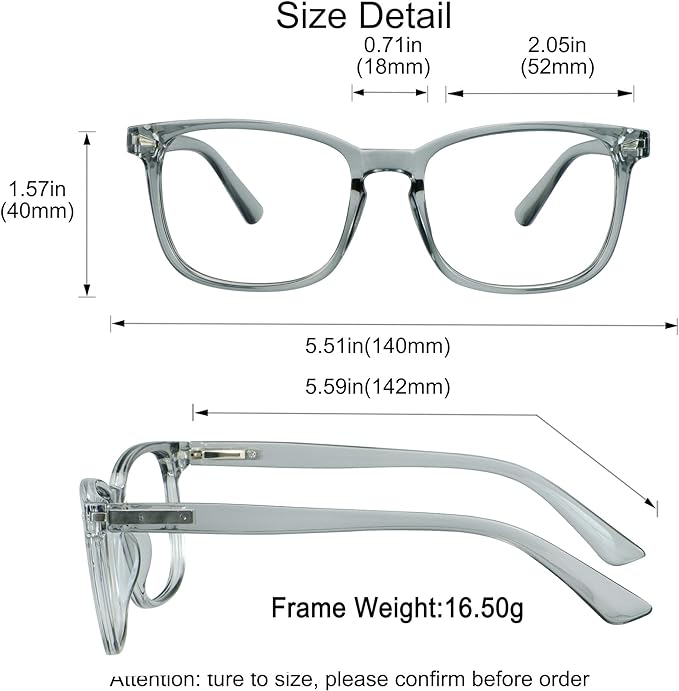 YEIN Bifocal Reading Glasses with Blue Light Blocking Lenses, Bifocal Reader for Women and Men, Vintage Square frame with Spring Hinge (+0.75/+3.50 magnification)