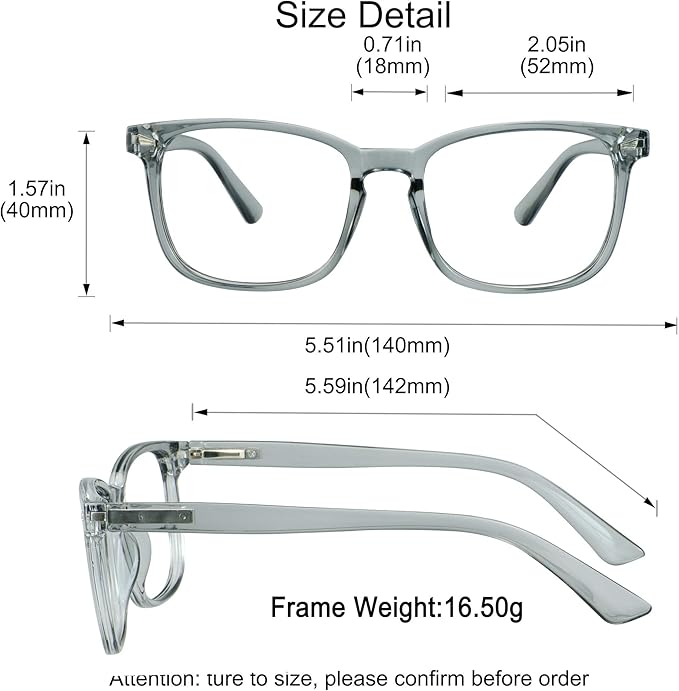 YEIN Bifocal Reading Glasses with Blue Light Blocking Lenses, Bifocal Reader for Women and Men, Vintage Square frame with Spring Hinge (+0.00/+2.00 magnification)