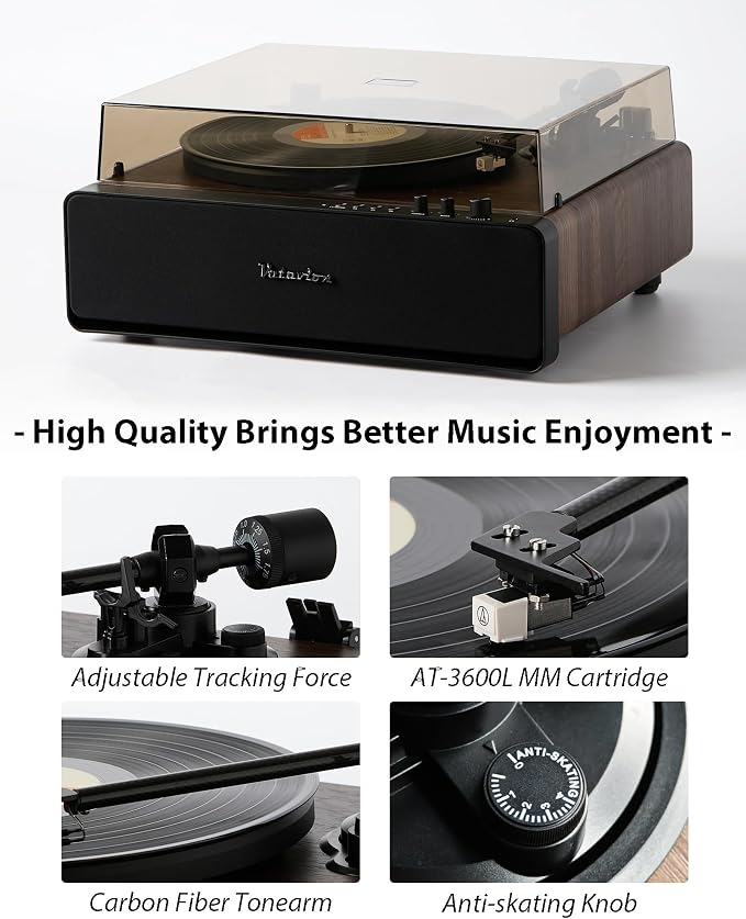 Vinyl Record Player, High Fidelity Belt Drive Turntable