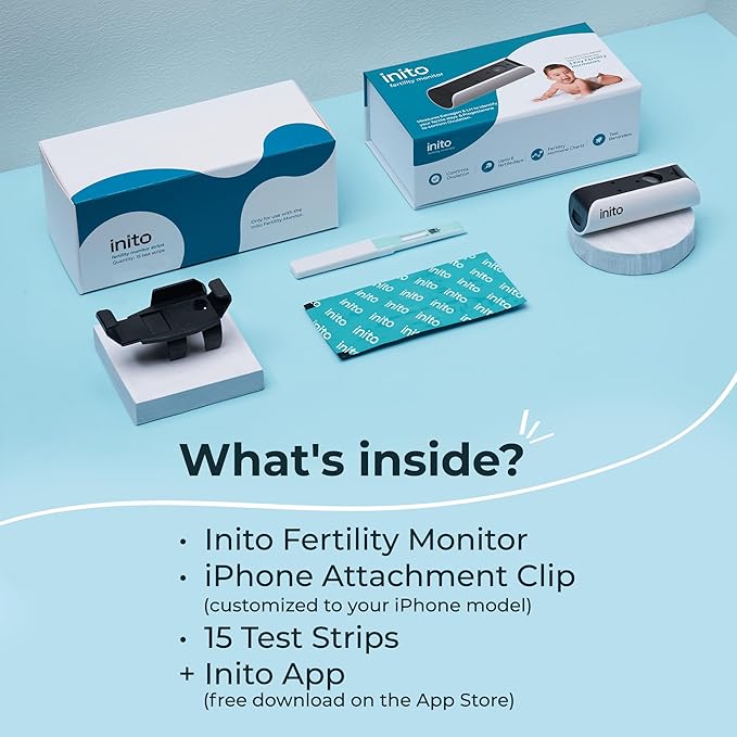 Inito Fertility Monitor & Hormone Tracker for Women | Estrogen, LH, PdG (Urine Metabolite of progesterone), FSH | Track and Confirm Ovulation | Includes 15 Test Strips (iPhone 7/8 / SE2020)