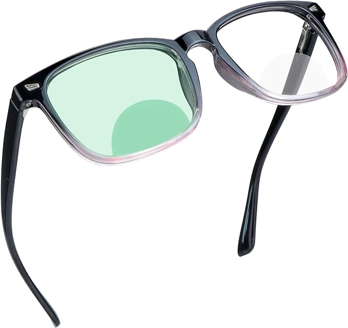 YEIN Bifocal Reading Glasses with Blue Light Blocking Lenses, Bifocal Reader for Women and Men, Vintage Square frame with Spring Hinge (+1.00/+4.00 magnification)
