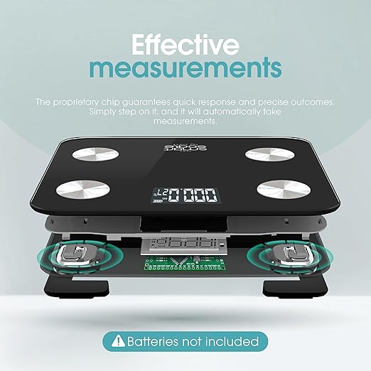 Powerfit Smart Scale for Body Weight - Digital Weight Scale for Men and Women, Body Scale Weight, Weighing Machine, Digital Bathroom Scale for Body Weight with BMI, Body Fat, Muscle Mass