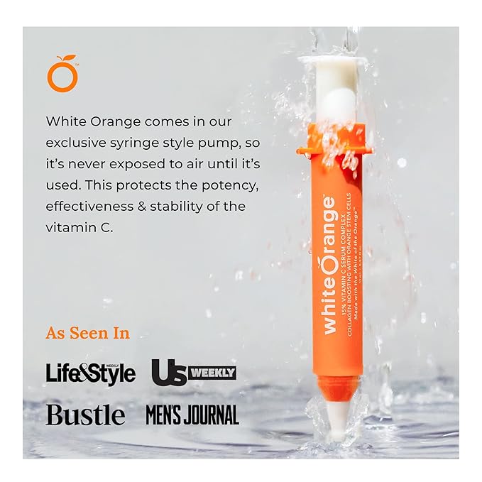 White Orange The Only Vitamin C Serum Made with White Part of Orange, Anti Aging, THDA Hyaluronic Acid Vitamin E OrangeStem®, Hydrating & Brightening Serum for Dark Spots Fine Lines & Wrinkles