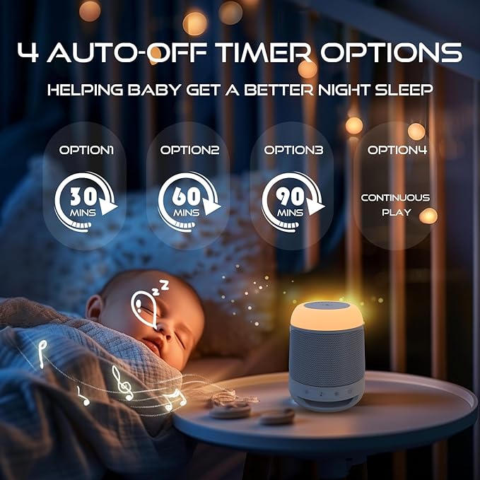 White Noise Machine for Sleeping with Night Light，Baby Sound Machine– 29 Soothing Sounds，Rechargeable White Noise Machine for Kids Adults Sleep, Mothers Day Gifts