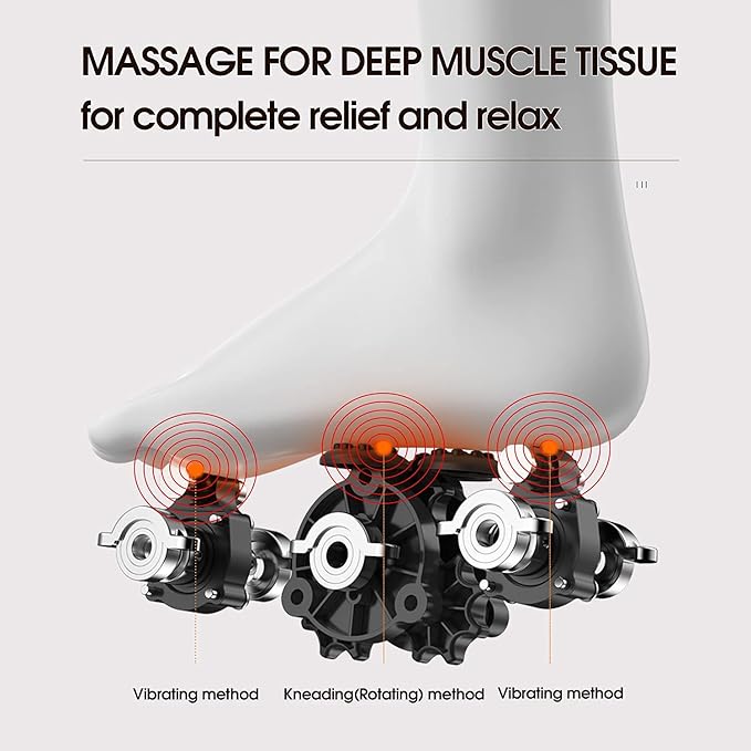 Vibration Foot Massager Multi Relaxations and Pain Relief Rotating Acupressure Electric Foot Circulation Device with Remote Control (White)