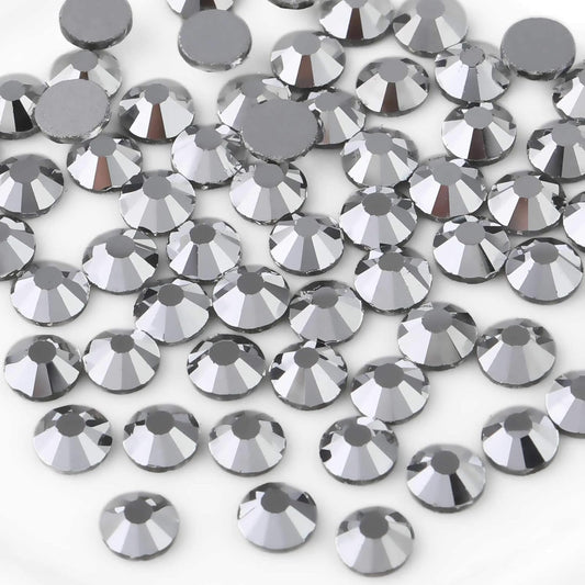 Beadsland Flat Back Crystal Rhinestones Round Gems for Nail Art and Craft Glue Fix,Silver Hematite (3.8-4.0mm) SS16/1440pcs