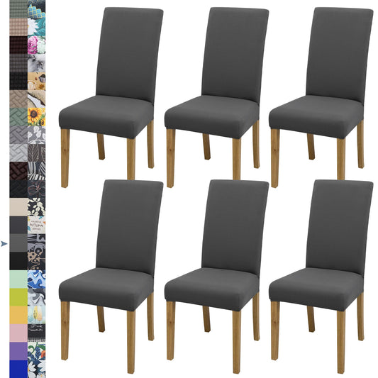 BIETYONE Dining Chair Cover,Dining Room Chair Covers Set of 6,Stretch Kitchen Chair Cover,Washable Dining Chair Cover,Parsons Chair Slipcovers Protective,for Home,Restaurant,Banquet(Gray)