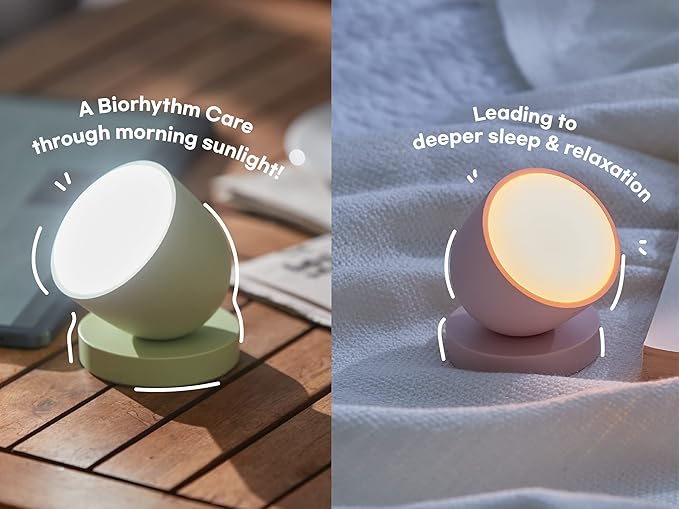 Olly Day & Night Duo Set (Solid Gray & Moon Gray) Light Therapy Lamp, Daily Sunlight to Sleep Well, UV-Free, Rechargeable and Portable, 2step Brightness Mode, 25minutes Automatic Timer