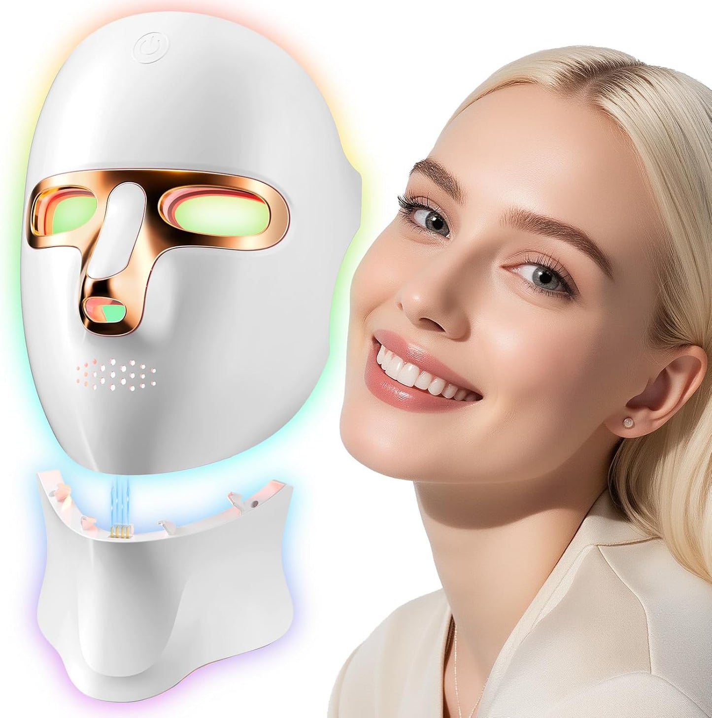 Red Light Therapy Mask for Face,Cordless LED Face Mask Light Therapy,USB C Rechargeable,Infrared Lights Masks for Home Working Travel Yoga Sleep (Amber)