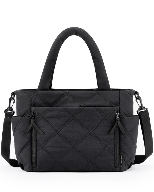 BAGSMART Tote Bag for Women, Puffer Tote with Zipper, Shoulder Bag Handbag Quilted Tote Bag for Travel, Sport, Work