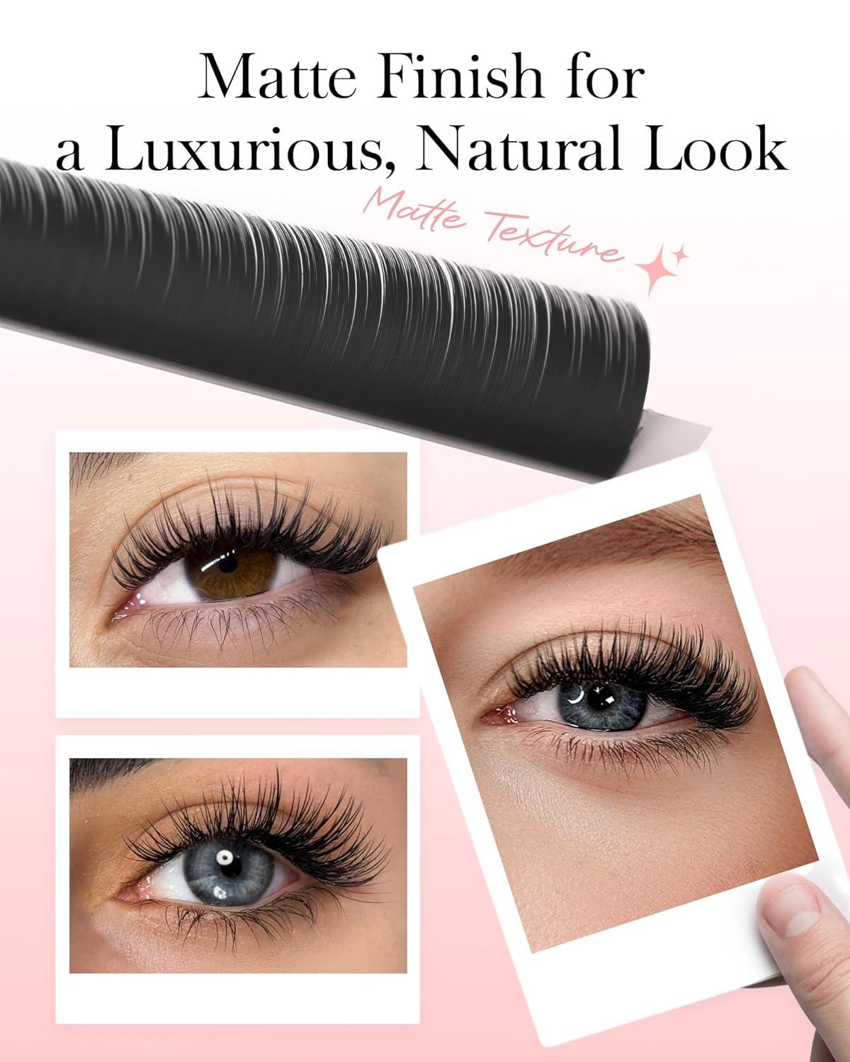 BEYELIAN Flat Eyelash Extension, Ellipse Lash Extensions 0.20 D Curl 11mm 16 Rows Matte Black Eyelash Extension Supplies Classic Lash Extensions Individual Eyelashes Salon Use