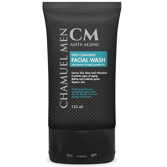 Anti-Aging Face Cleanser - Deep Cleaning & Exfoliating Mens Face Wash Fights Acne & Wrinkles w/Organic Rose Hip, Aloe & Glycolic Acid for Oily, Dry, Sensitive or Combination Skin, 125ml.