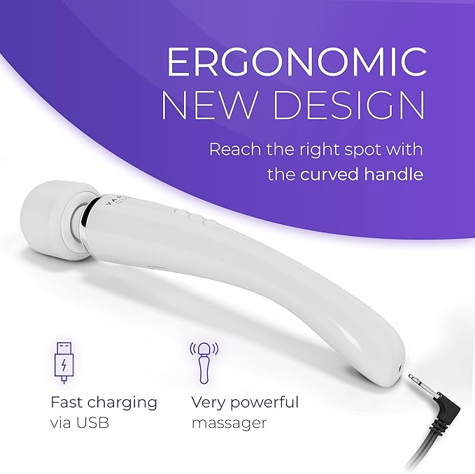 Yarosi Cordless Curve Therapeutic Device - 8 Powerful Speeds and 20 Patterns - for Muscle Aches and Sports Recovery - Rechargeable - Travel Friendly - White