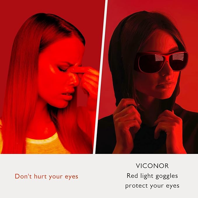 Viconor Laser Safety Glasses, Eye Protection for Red Light Therapy 200-1000nm Wavelength, Tanning Goggles Effective Filtering IPL, UV, LED Rays for Tanning Bed Laser Hair Remova