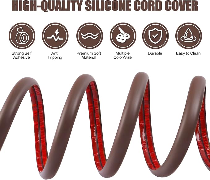 Floor Cord Cover Self Adhesive Cord Hider, 10FT Cable Management, Extension