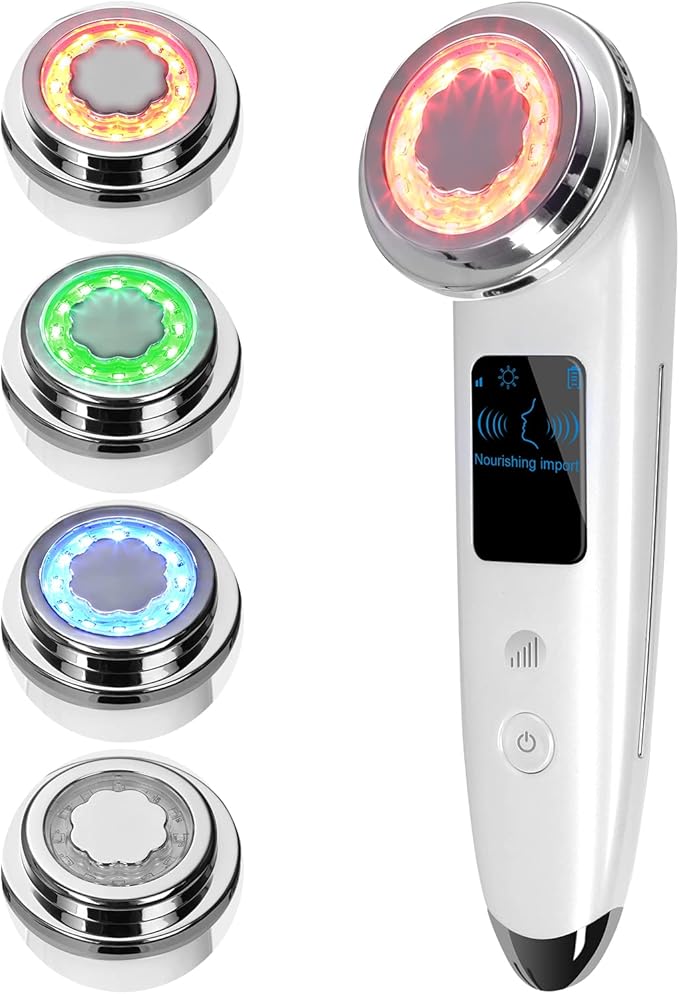 Face Massager Electric Face Lifting 4 in 1 Facial Massager Anti Aging Skin Tightening Firming Skin Care Tools (White)