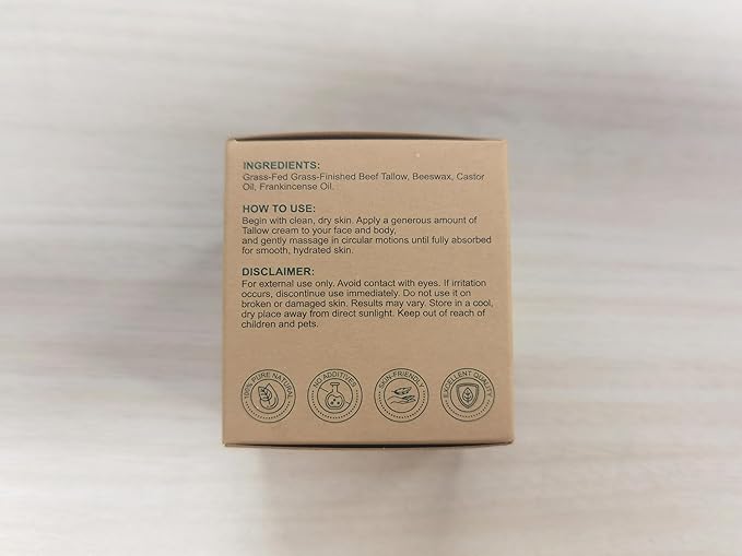 Tallow Castor Frankincense Oil Cream, 2 Pack Beef Tallow for Skin Care with Castor & Frankincense Oil Balm, Moisturising Cream for Face & Body for Sensitive and Dry Skin, Deeply Hydrating Anti-aging