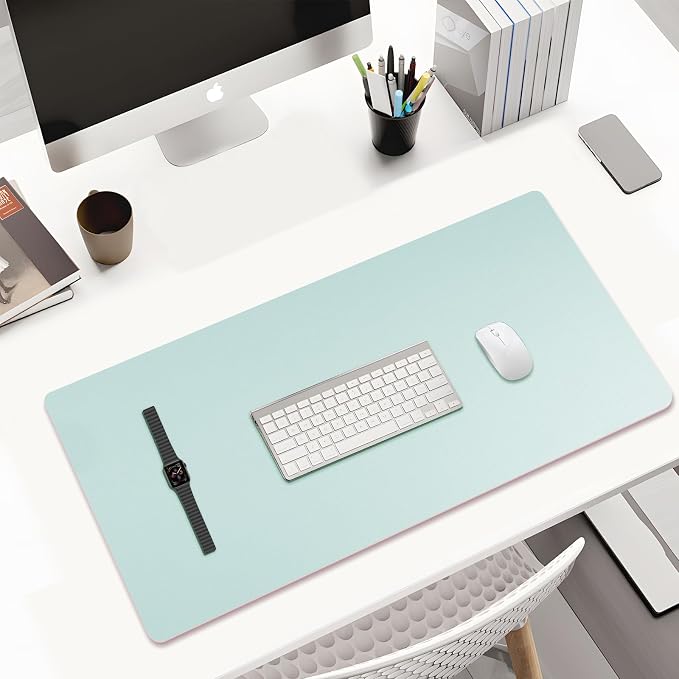 KINGFOM Desk Pad Office Desktop Protecter, PU Leather Desk Mat Blotters