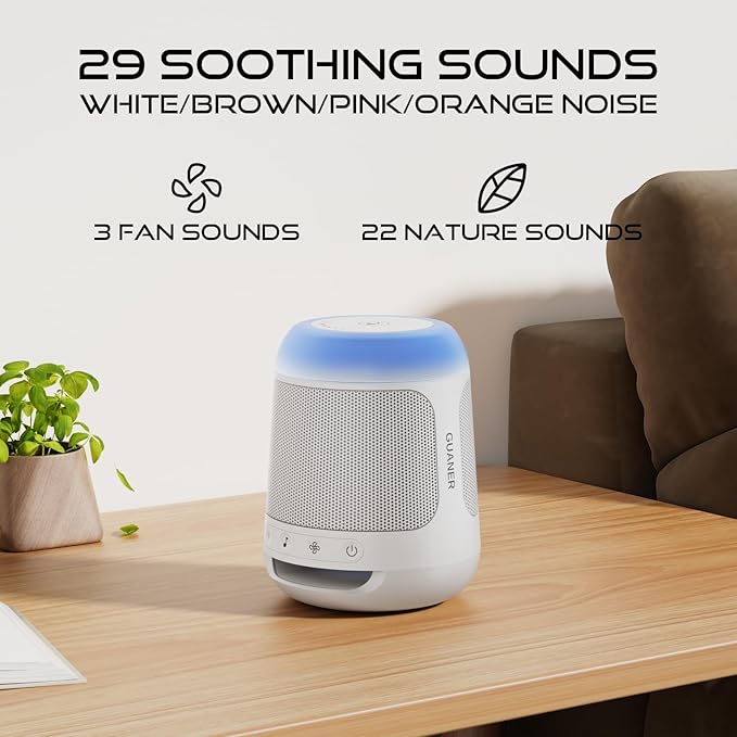 White Noise Machine for Sleeping with Night Light，Baby Sound Machine– 29 Soothing Sounds，Rechargeable White Noise Machine for Kids Adults Sleep, Mothers Day Gifts