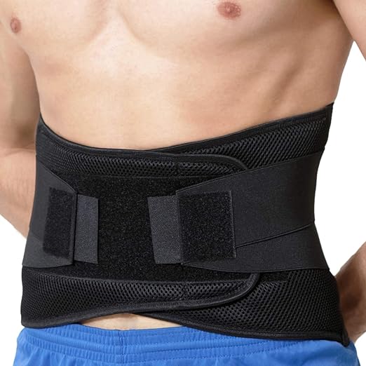 NeoTech Care Adjustable Compression Back Brace Lumbar Support Belt, Black, Size XXXL