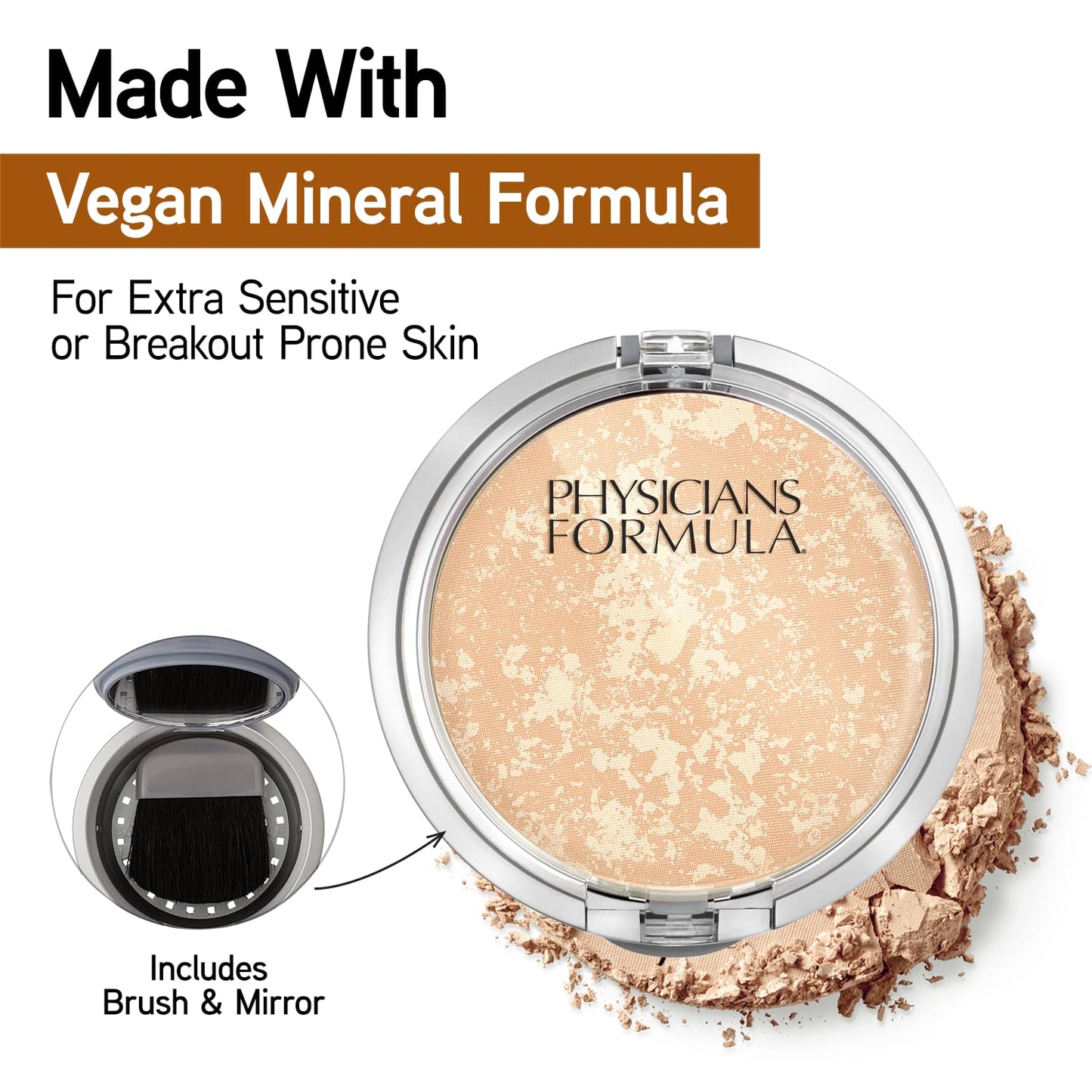 Physicians Formula Mineral Wear Talc-Free Face Powder, Light Coverage Mineral Makeup for Sensitive Skin – Translucent