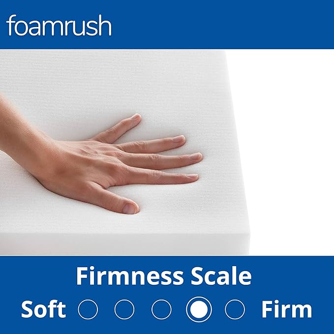 FoamRush 6-Inch Bunk (30" x 75") High Density Foam RV Mattress Replacement with Canvas Navy Cover, Medium Firm, Made in USA, Camper Trailer, Removable Water-Resistant Outdoor/Indoor Cover w Zip