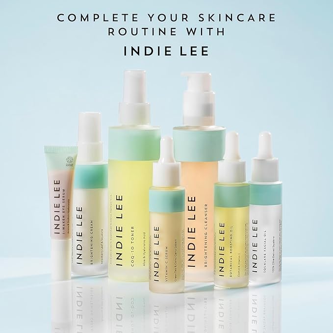Indie Lee 100% Squalane Oil - Daily Face Oil & Hydrating Moisturizer for Dry Skin, Fine Lines and Wrinkles - Even Skin Tone, Brighten & Improve Texture, 10ml
