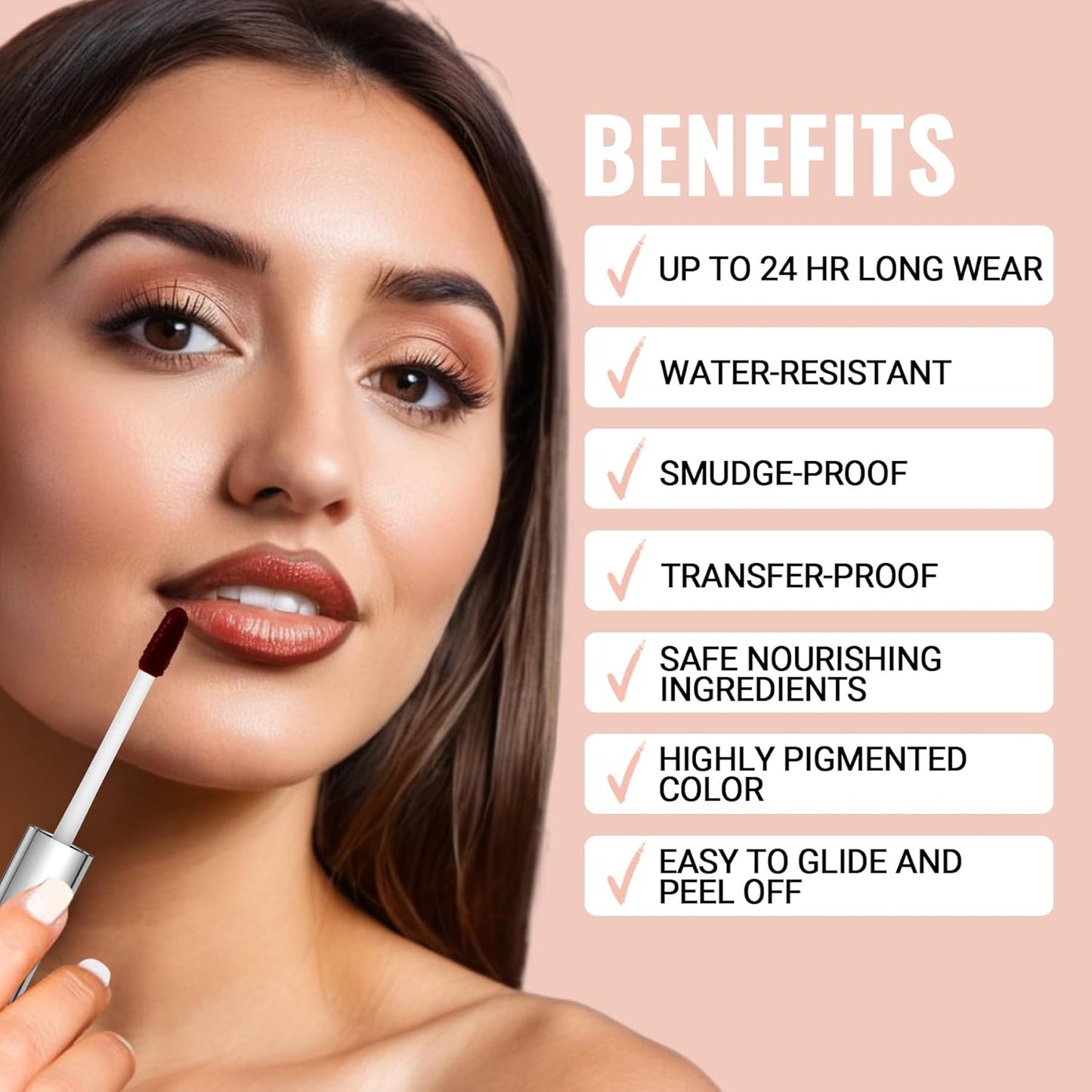 iMethod Lip Stain - Lip Liner Stain, Natural Long Lasting Lip Stain Peel Off, Waterproof Stay On All Day, Transfer-Proof, Highly Pigmented, Instant Color, Mauve