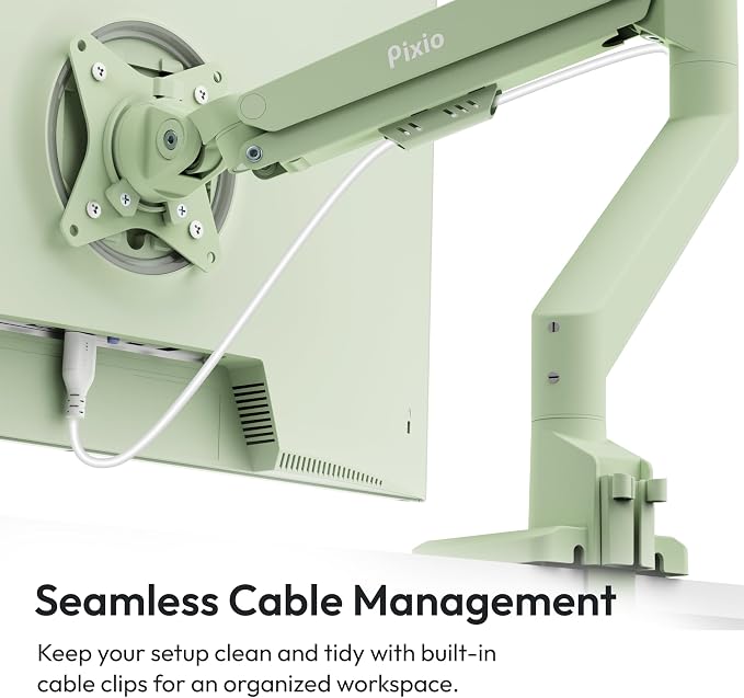 Pixio PS1S Wave Mint Green Single Monitor Arm Stand Desk Mount