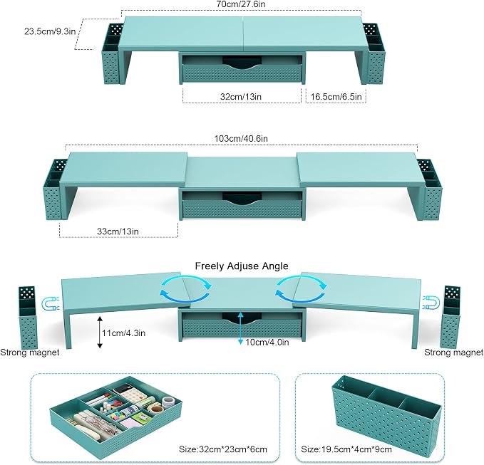 Spacrea Metal Desk Organizers and Accessories, Dual Monitor Stand Riser