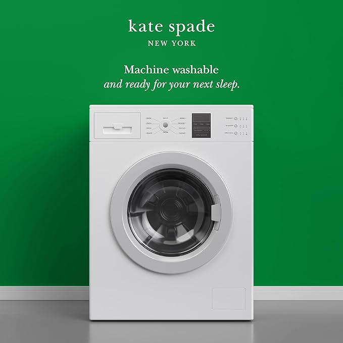 kate spade new york Noel King Quilt Bedding Set, 200 Thread Count and 100% Cotton Cover, All Season 3 Piece Reversible Bedding Set, Machine Washable, Marshmallow