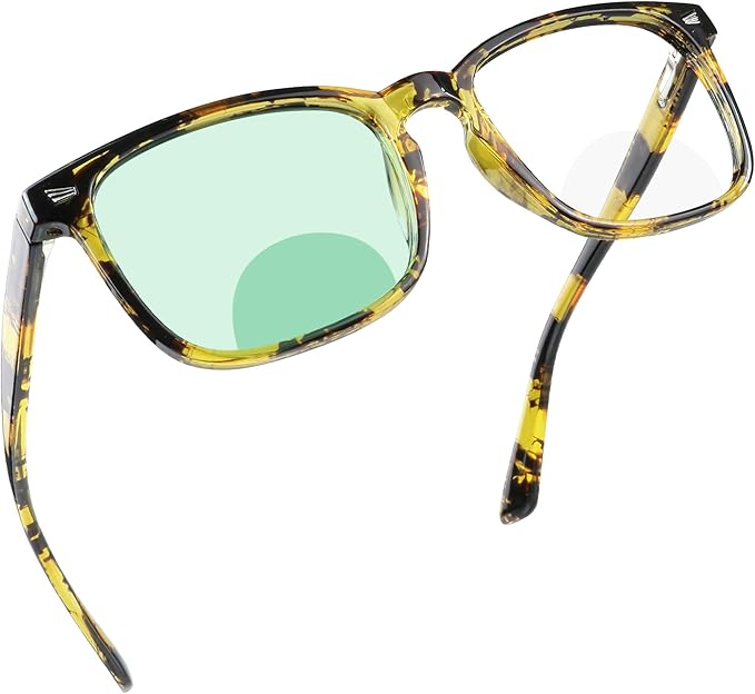 YEIN Bifocal Reading Glasses with Blue Light Blocking Lenses, Bifocal Reader for Women and Men, Vintage Square frame with Spring Hinge (+0.50/+2.50 magnification)