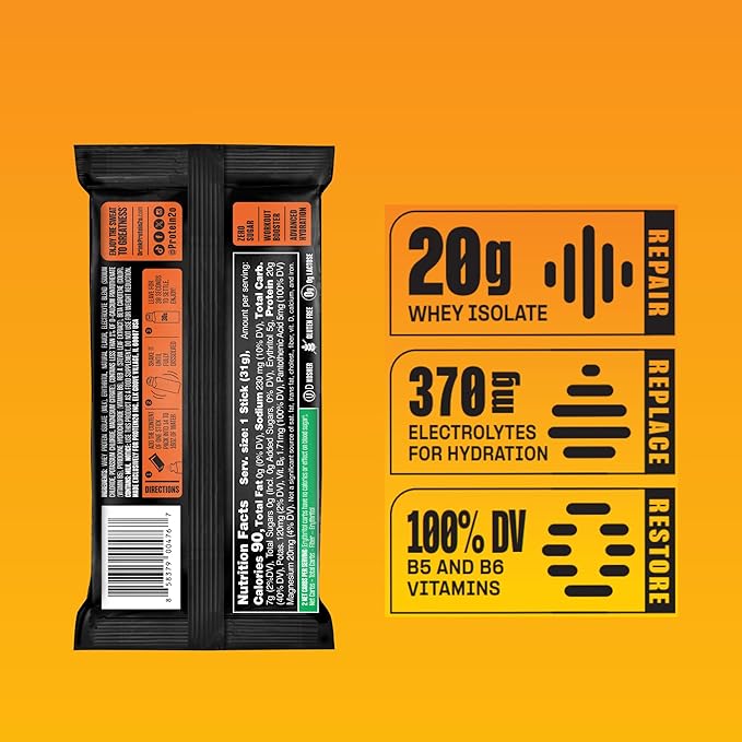 Protein2o 20g Whey Protein Isolate Clear Protein Powder, 370mg of Electrolytes, Vitamins B5 & B6, Sugar Free, Orange Mango, 8-Pack