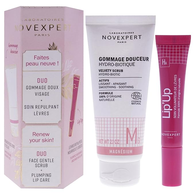 Renew You Skin Duo for Women - 2 Pc 2.1oz Hydro-Biotic Gentle Scrub, 0.27oz Plumping Lip Care
