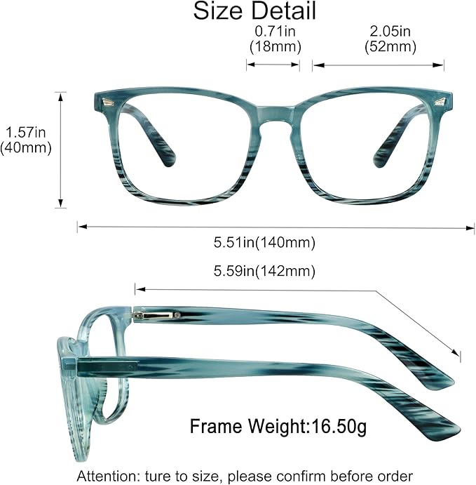 YEIN Bifocal Reading Glasses with Blue Light Blocking Lenses, Bifocal Reader for Women and Men, Vintage Square frame with Spring Hinge (+1.00/+4.00 magnification)