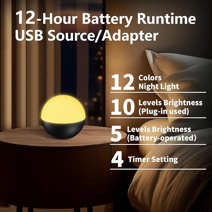 Portable Sound Machine White Noise Machine Night Light with 30 Relaxing Sleep Sounds 12 Color Night Lights Adjustable Brightness Rechargeable Mini Travel Sleep Machine for Baby Kid Adult